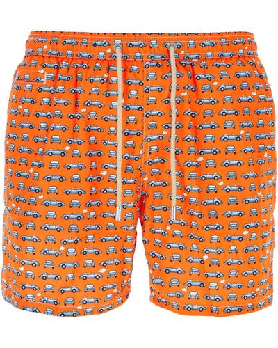 Mc2 Saint Barth Printed Polyester Swimming Shorts - Orange