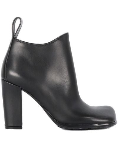 Bottega Veneta Storm Leather Black Ankle Boots