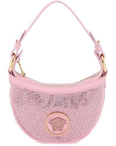 Versace Repeat Mini Hobo Bag With Crystals - Pink