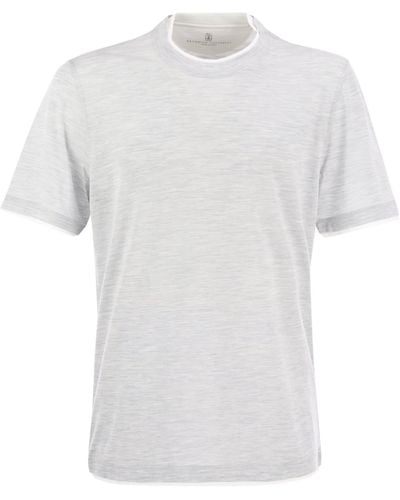 Brunello Cucinelli Slim Fit Crew-neck T-shirt In Lightweight Cotton Jersey - White