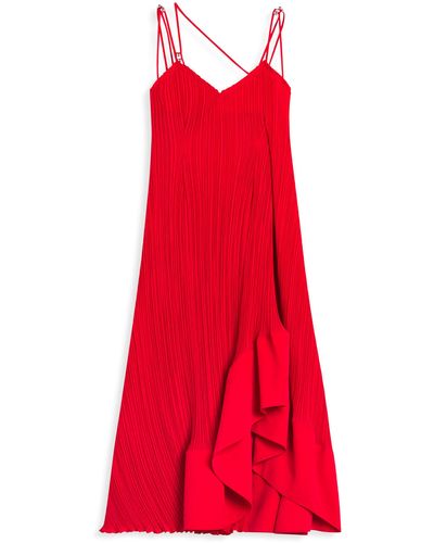 Lanvin Long Pleated Strapped Dress - Red