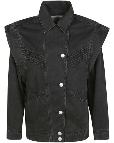 Isabel Marant Harmon Denim Jacket With Removable Sleeves - Black