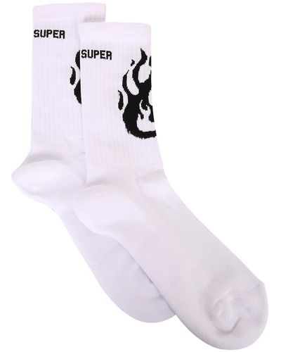 Vision Of Super Flame-Print Socks - White
