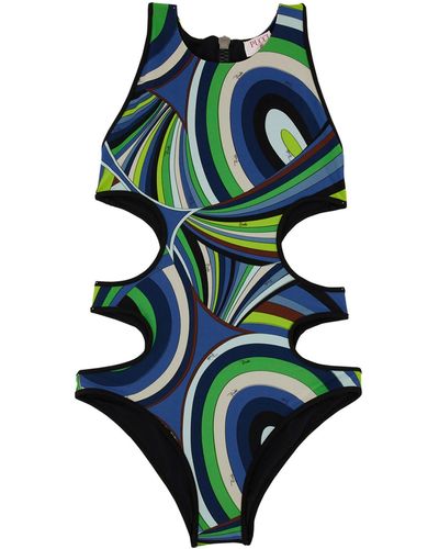 Emilio Pucci One Piece Swimsuit With Logo - Green