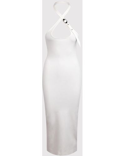 The Attico Decorative-Buckle Halterneck Dress - White
