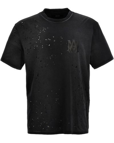 Amiri Shotgun Logo-print Distressed T-shirt - Black