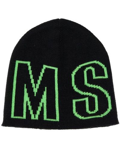 MSGM Beanie Hat With Logo - Green