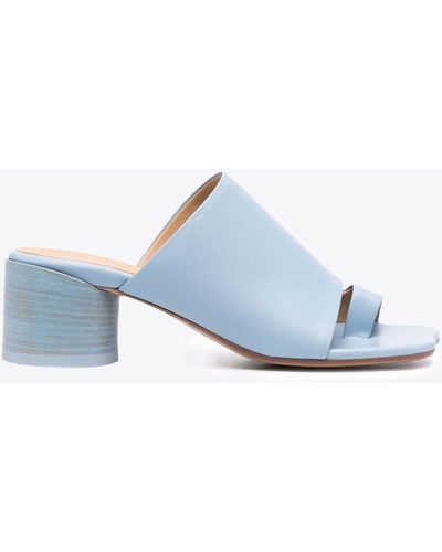 MM6 by Maison Martin Margiela Sandalo Mm6 Light Blue Leather Sandal With Round Heel