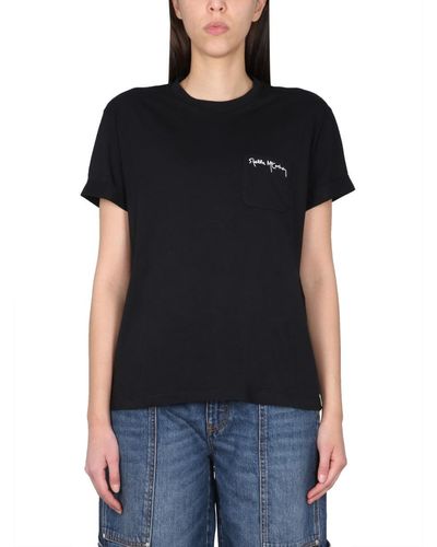 Stella McCartney T-shirt With Logo Embroidery - Black