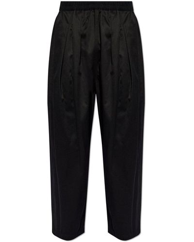 Maison Margiela Pleated Loose-fit Cropped Trousers - Black