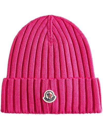 Moncler Rib-knit Wool Beanie - Pink