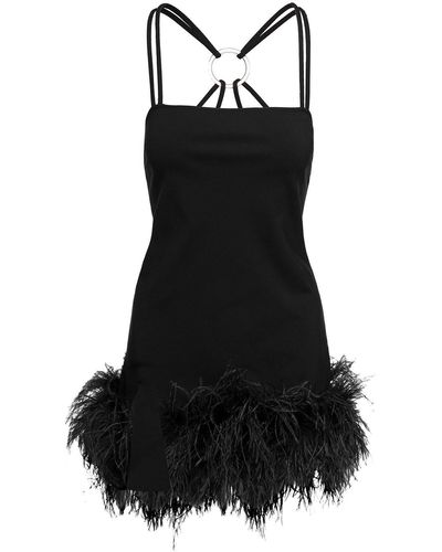 The Attico 'Fujiko' Mini Dress With Ostrich Boa Feathers And Sid - Black