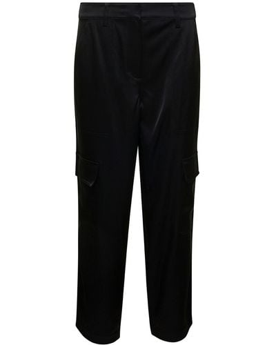 MICHAEL Michael Kors Cargo Trousers With Patch Pockets In Satin - Black