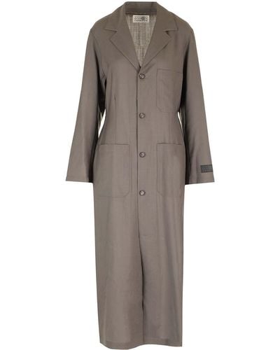 MM6 by Maison Martin Margiela Wool Canvas Trench Coat - Grey