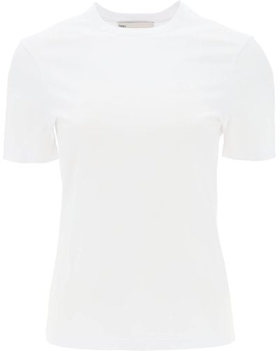 Tory Burch Regular T Shirt With Embroidered Logo - White
