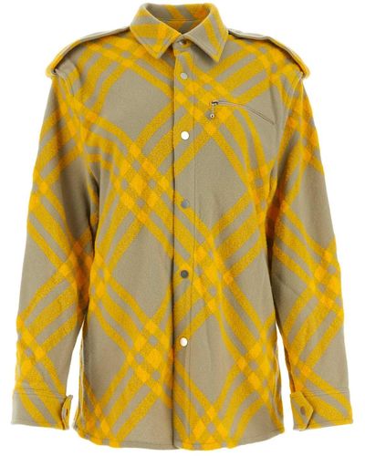 Burberry Embroidered Wool Blend Shirt - Yellow