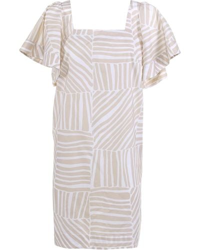 Barba Napoli Dress With Butterfly Sleeve - Natural