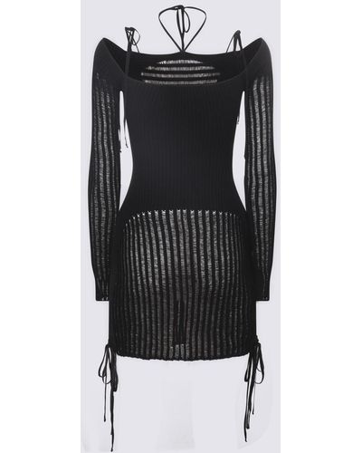 ANDREADAMO Viscose Knitted Cut Out Mini Dress - Black