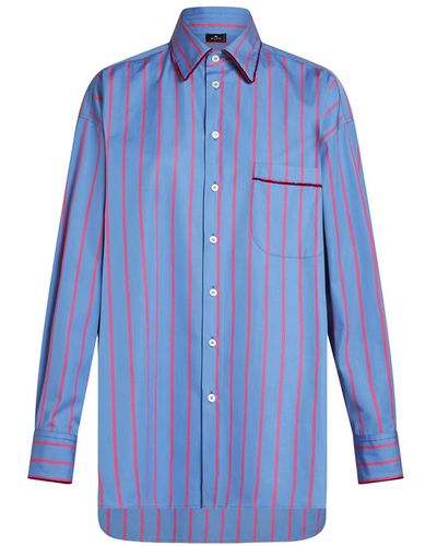 Etro Light Striped Cotton Shirt - Blue
