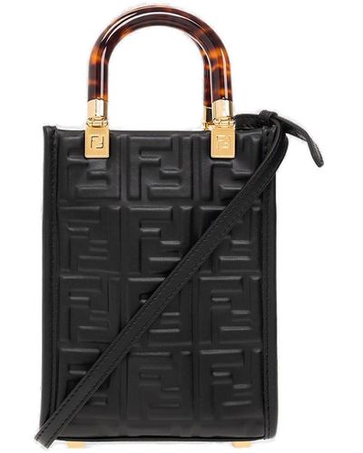 Fendi handbag diagonal shoulder bag 2Way business black leather 7VA400