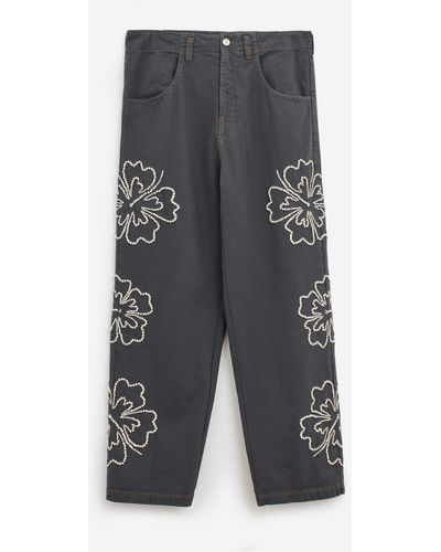 Bluemarble Hibiscus Denim Jeans - Grey