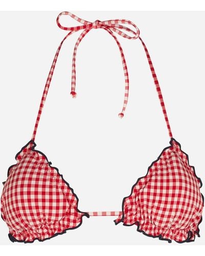 Mc2 Saint Barth Triangle Top Swimsuit With Gingham Print - Red