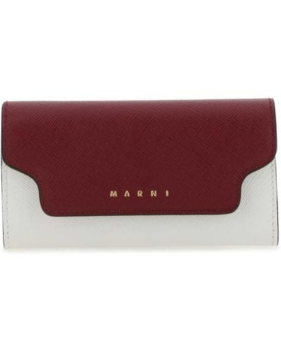 Marni Two-Tone Leather Key Chain Case - Purple