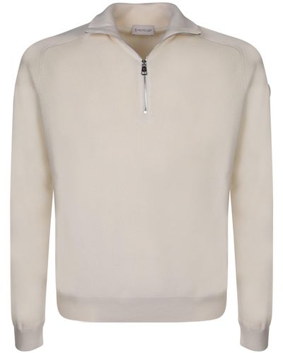 Moncler Mid-Zip Pullover - White