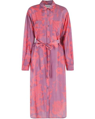 Essentiel Antwerp Foxglove Silk Shirt Dress - Pink