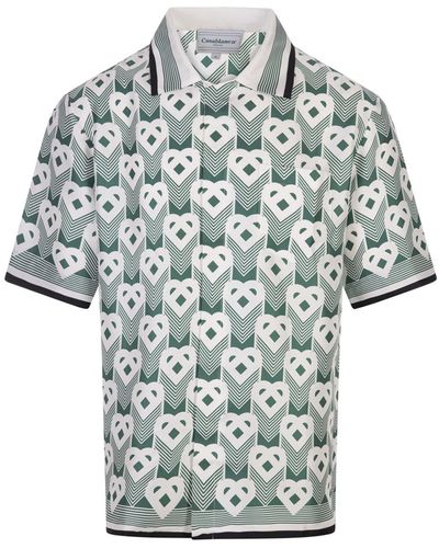 Casablancabrand Heart Monogram Silk Shirt - Grey