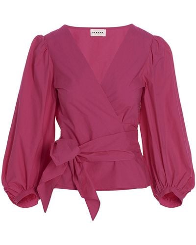 P.A.R.O.S.H. Front Crossover Blouse - Pink