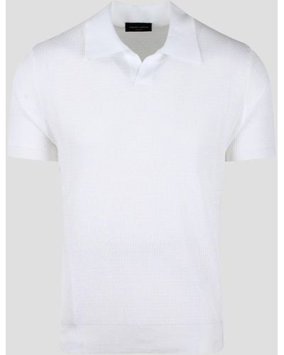 Roberto Collina Ribbed Knit Polo Shirt - White