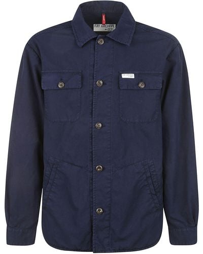 Fay Cotton Shirt Jacket - Blue