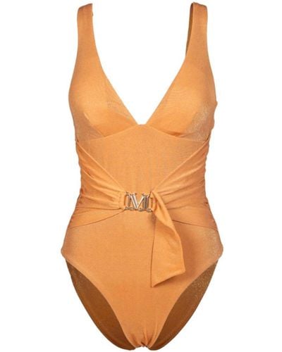 Max Mara V-Neck One-Piece Swimsuit - Orange