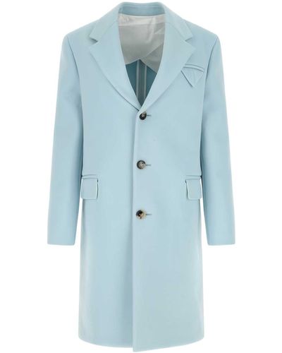 Bottega Veneta Pastel Light-blue Tricotine Coat