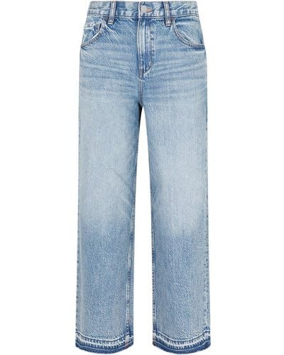 Theory Stretch Denim Relaxed Straight Jeans - Blue