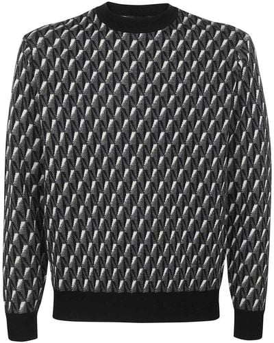 Emporio Armani Long Sleeve Crew-Neck Sweater - Black