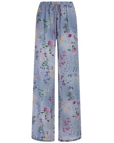 Ermanno Scervino Palazzo Sweatpants With Floral Print - Blue