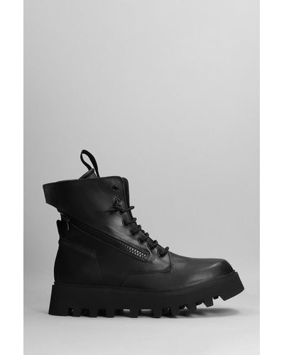 Bruno Bordese Doc Combat Boots In Black Leather