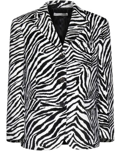 Alessandra Rich Zebra Print Velvet Blazer - Black