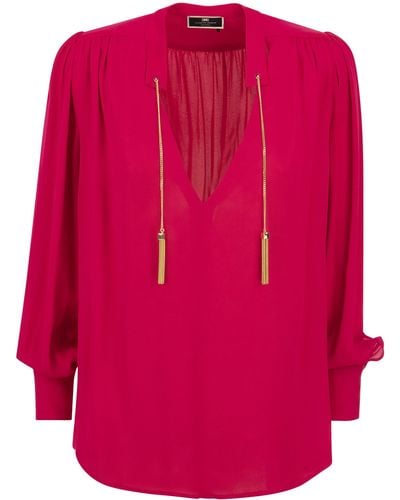 Elisabetta Franchi Georgette Shirt With Stand-Up Collar - Pink