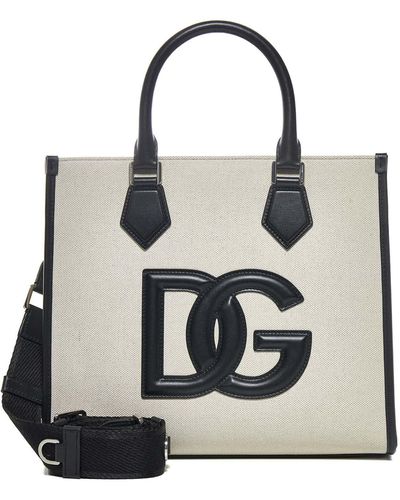 Dolce & Gabbana Dg Logo Canvas And Leather Small Tote Bag - Multicolor