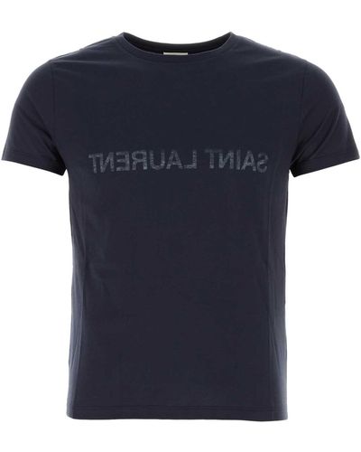 Saint Laurent Cotton T-Shirt - Blue