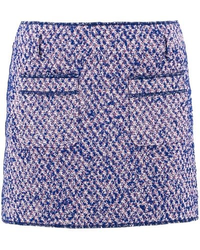 Philosophy Di Lorenzo Serafini Contrasting-Stitch Tweed Miniskirt - Purple
