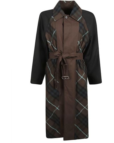 Burberry Reversible Cotton Trench With Check Motif - Black