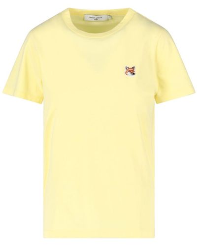 Maison Kitsuné 'fox Head Patch' Crew-neck T-shirt - Yellow