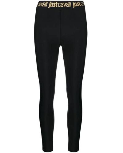 Just Cavalli Logo-waistband High-waist leggings - Black