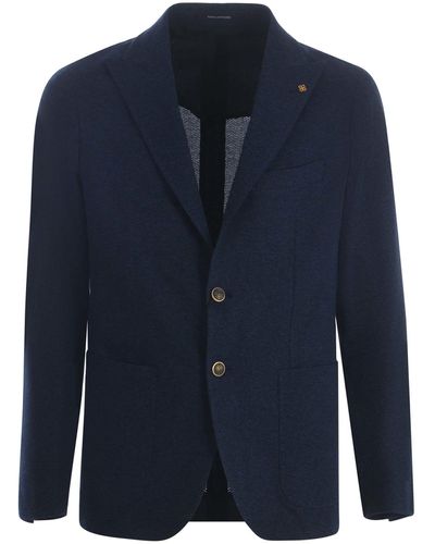 Tagliatore Single-Breasted Jacket Made Of Cotton - Blue