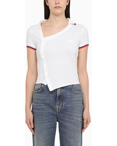 DSquared² White Cotton Asymmetric Polo Shirt