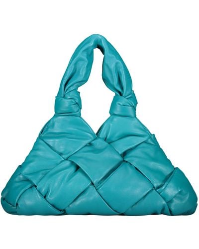 Bottega Veneta Padded Lock Leather Shoulder Bag - Blue